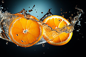 水中柑橘柠檬水果摄影图