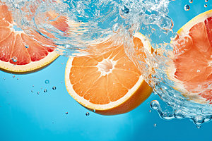 水中柑橘创意清新摄影图
