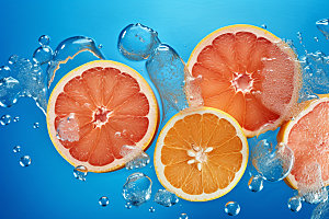 水中柑橘西柚清凉摄影图