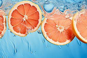 水中柑橘高清西柚摄影图
