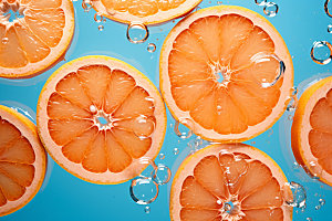 水中柑橘柠檬夏天摄影图