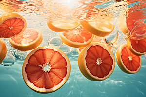 水中柑橘清凉柠檬摄影图