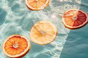 水中柑橘清凉高清摄影图