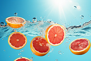 水中柑橘创意清凉摄影图