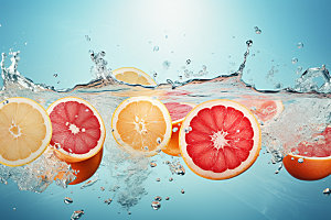 水中柑橘创意高清摄影图