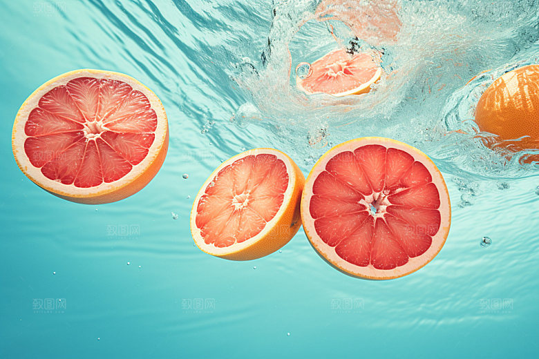 水中柑橘夏天高清摄影图