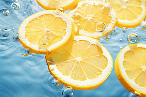 水中柑橘柠檬清爽摄影图