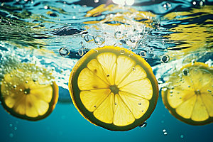 水中柑橘高清夏天摄影图