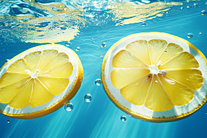 水中柑橘创意夏天摄影图