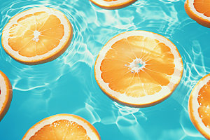 水中柑橘柠檬夏天摄影图