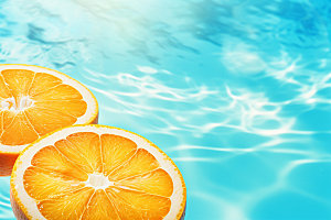 水中柑橘西柚柠檬摄影图