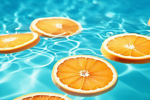 水中柑橘水果清爽摄影图