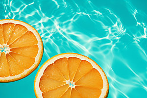 水中柑橘创意清凉摄影图