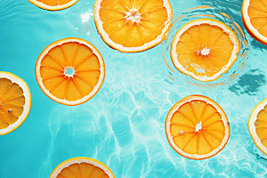 水中柑橘夏天创意摄影图