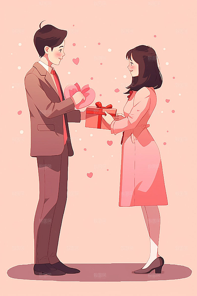 情侣告白求婚爱情插画