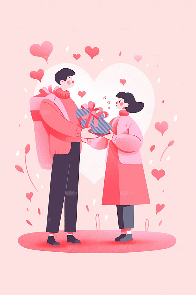 情侣告白求婚场景插画