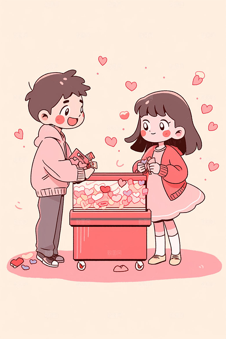 情侣告白爱情求婚插画