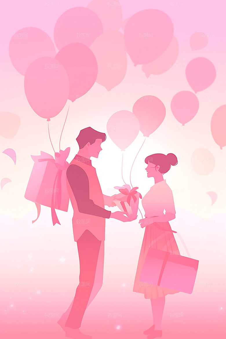 情侣告白求婚爱情插画