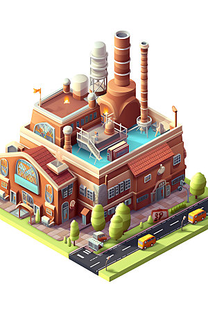 工厂工业园区卡通模型
