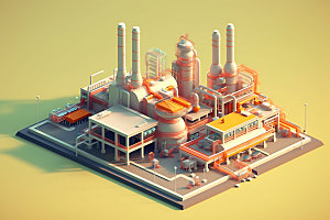工厂工业生产2.5D模型