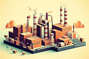 工厂厂区工业生产模型