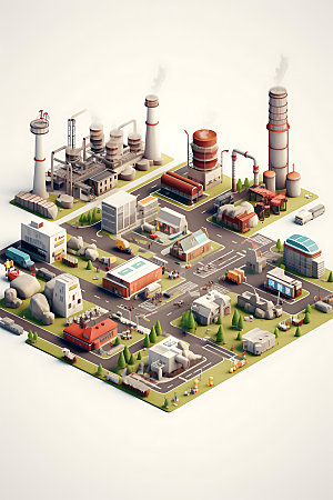 工厂厂房工业园区模型