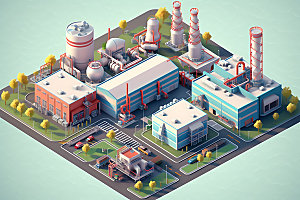 工厂工业生产厂区模型
