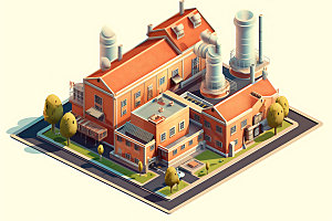工厂厂区厂房模型