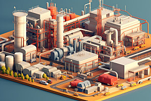 工厂工业生产厂房模型