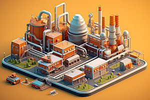 工厂厂房工业生产模型
