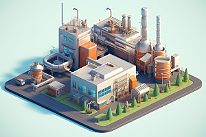 工厂卡通工业园区模型