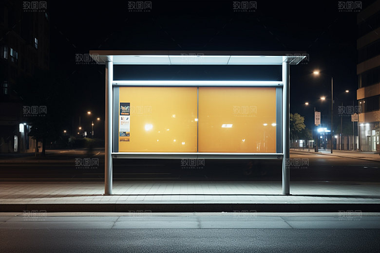 站台灯箱路边广告模型样机
