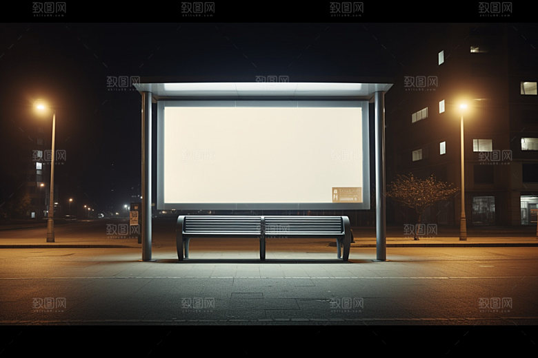 站台灯箱公交车站广告灯箱广告样机