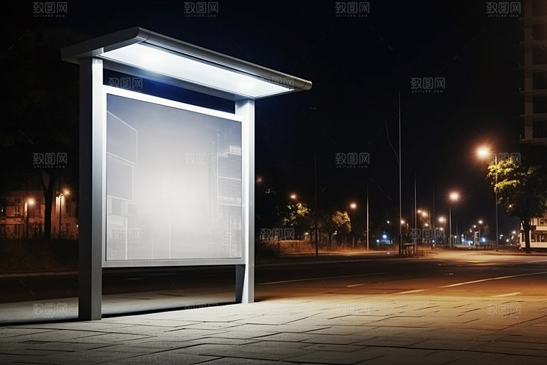 站台灯箱公交车站广告路边广告样机