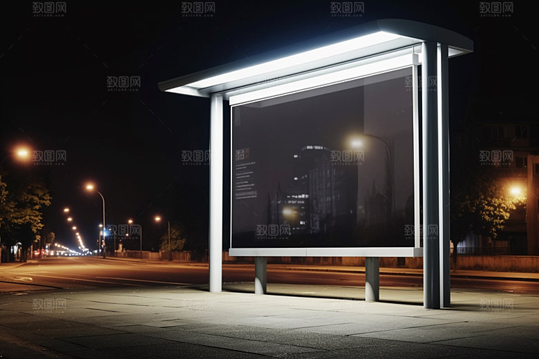 站台灯箱灯箱广告模型样机