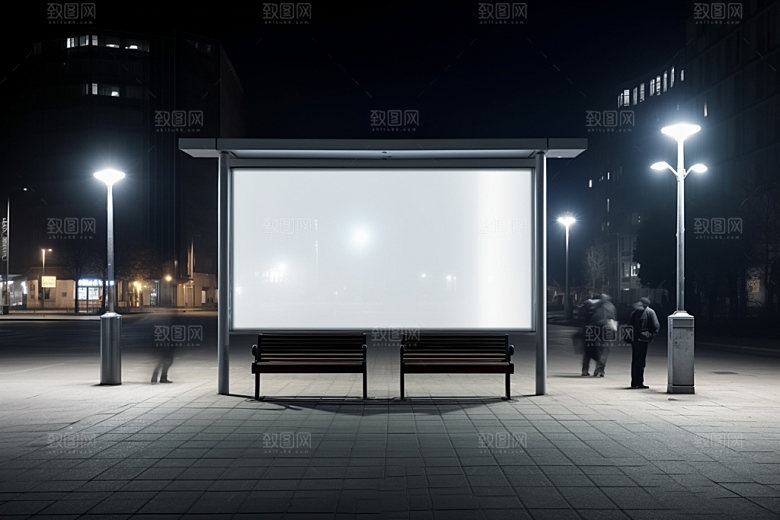 站台灯箱展示路边广告样机