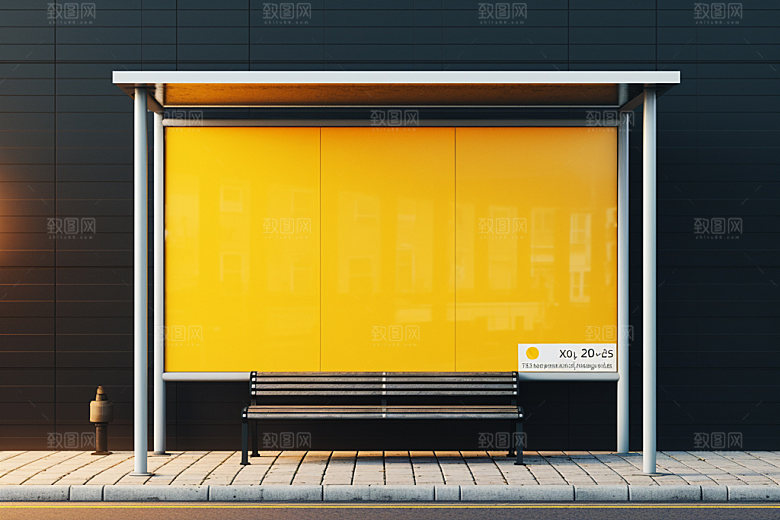 站台灯箱路边广告模型样机