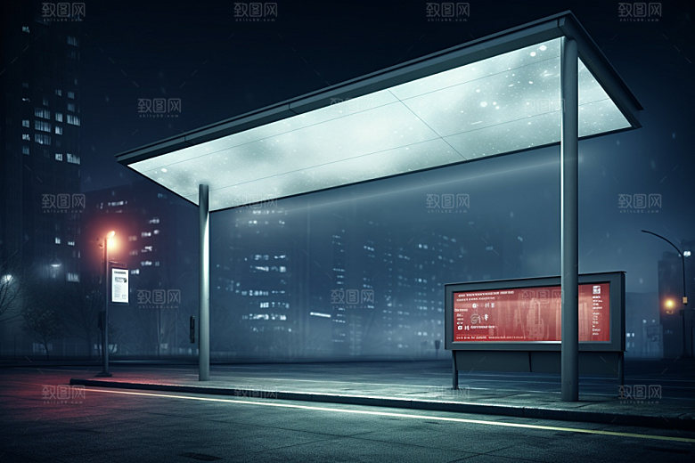 站台灯箱展示公交车站广告样机