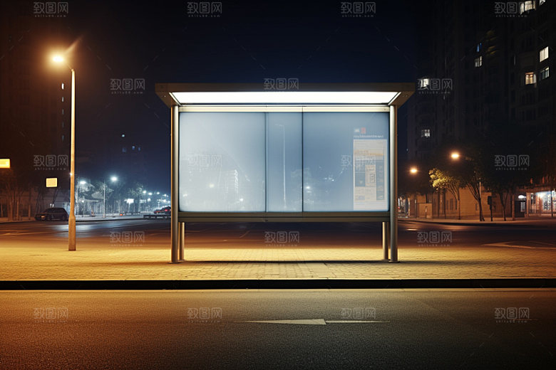 站台灯箱展示路边广告样机
