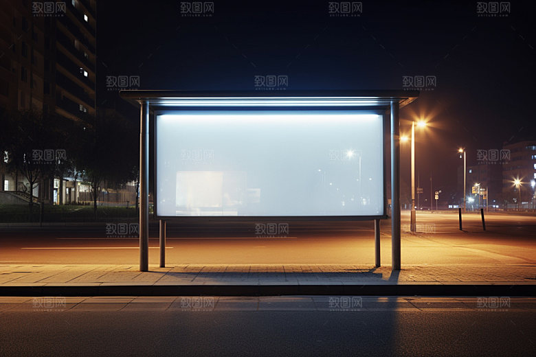站台灯箱路边广告模型样机