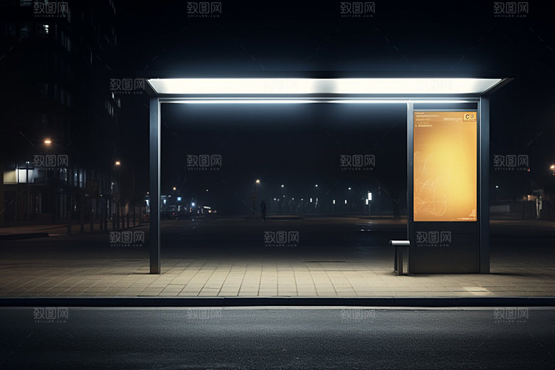 站台灯箱公交车站广告灯箱广告样机