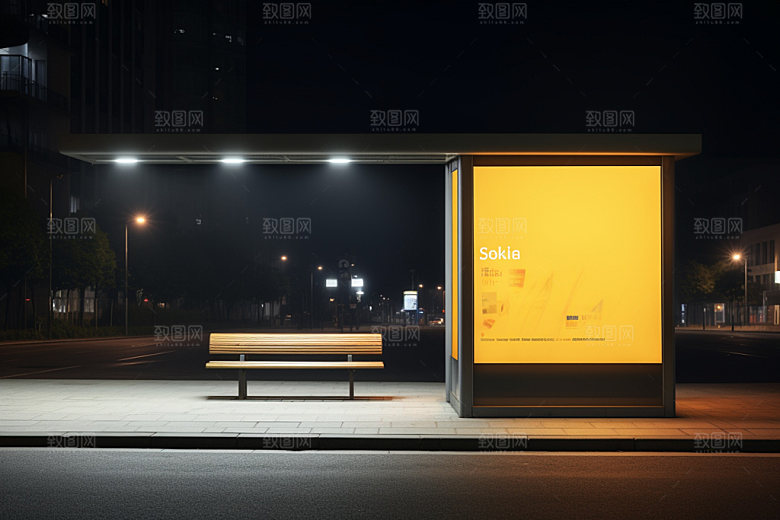 站台灯箱展示模型样机