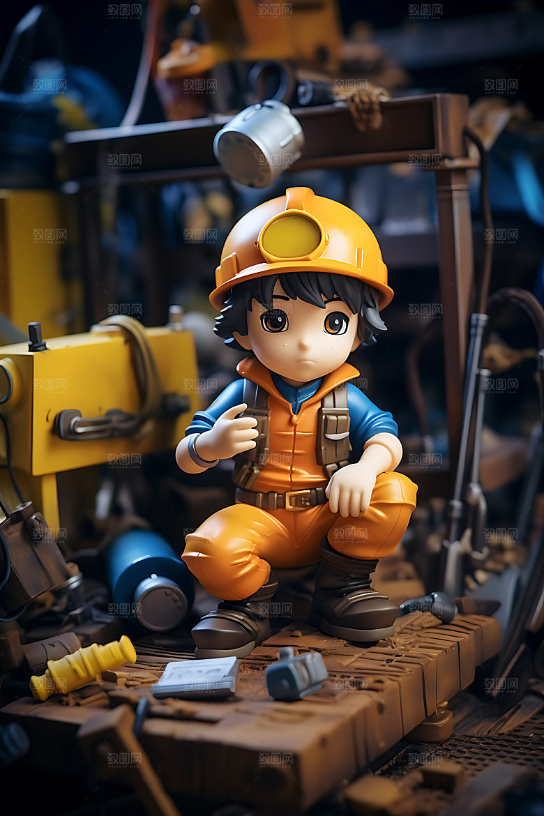 工人安全作业3D模型
