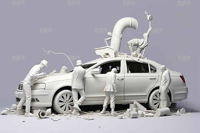 车辆维修汽车生产修车白模
