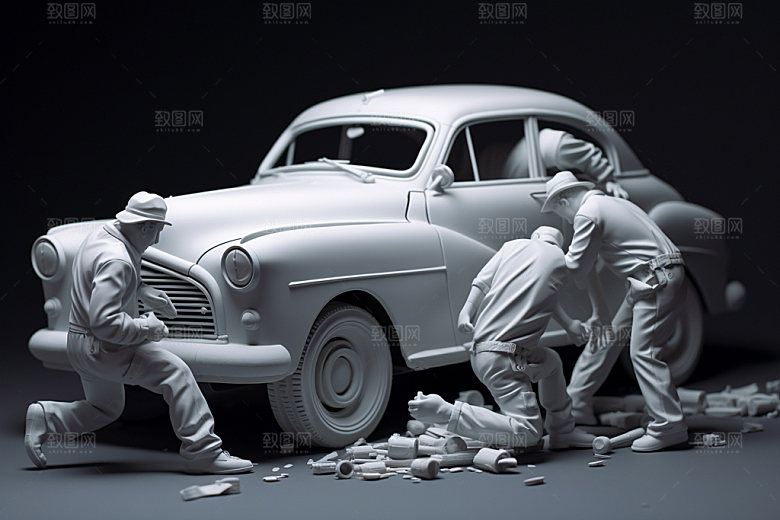 车辆维修3D汽车生产白模