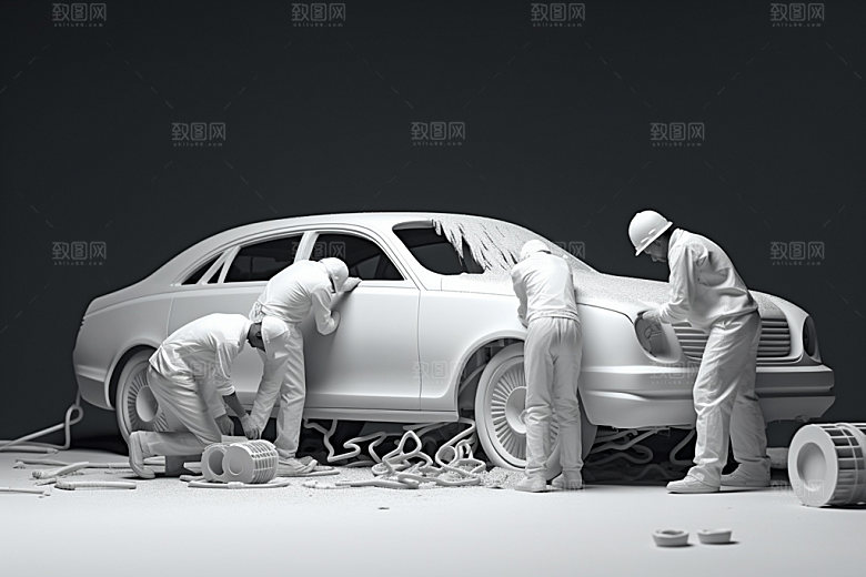 车辆维修立体3D白模