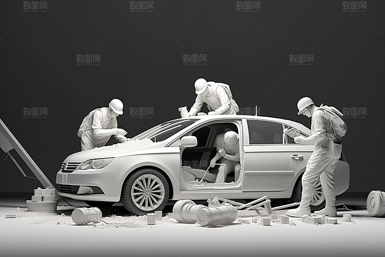 车辆维修3D汽车生产白模