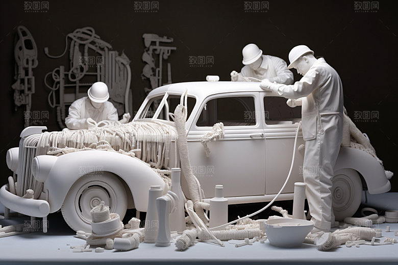车辆维修3D汽车生产白模