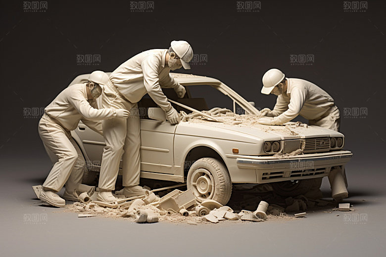 车辆维修工厂立体白模
