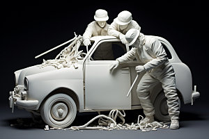 车辆维修修理厂汽车生产白模